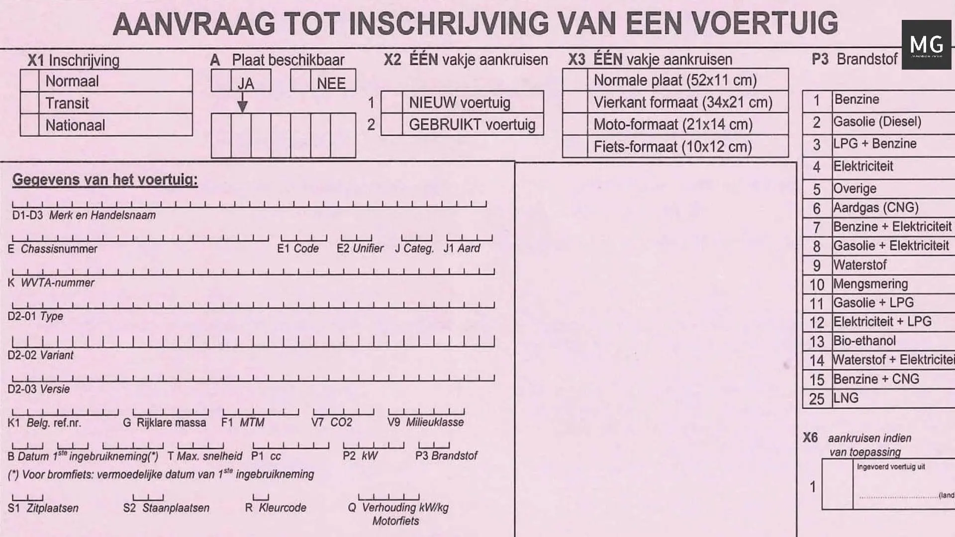 Aanvraag tot inschrijving van een voertuig